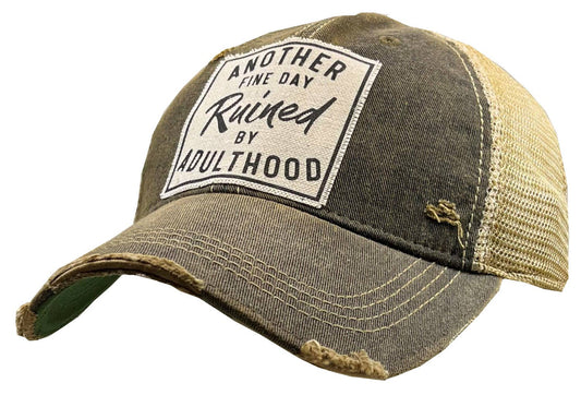 Snapback Cap | "Another Fine Day Ruined By Adulthood" Patch Hat - Vintage Style