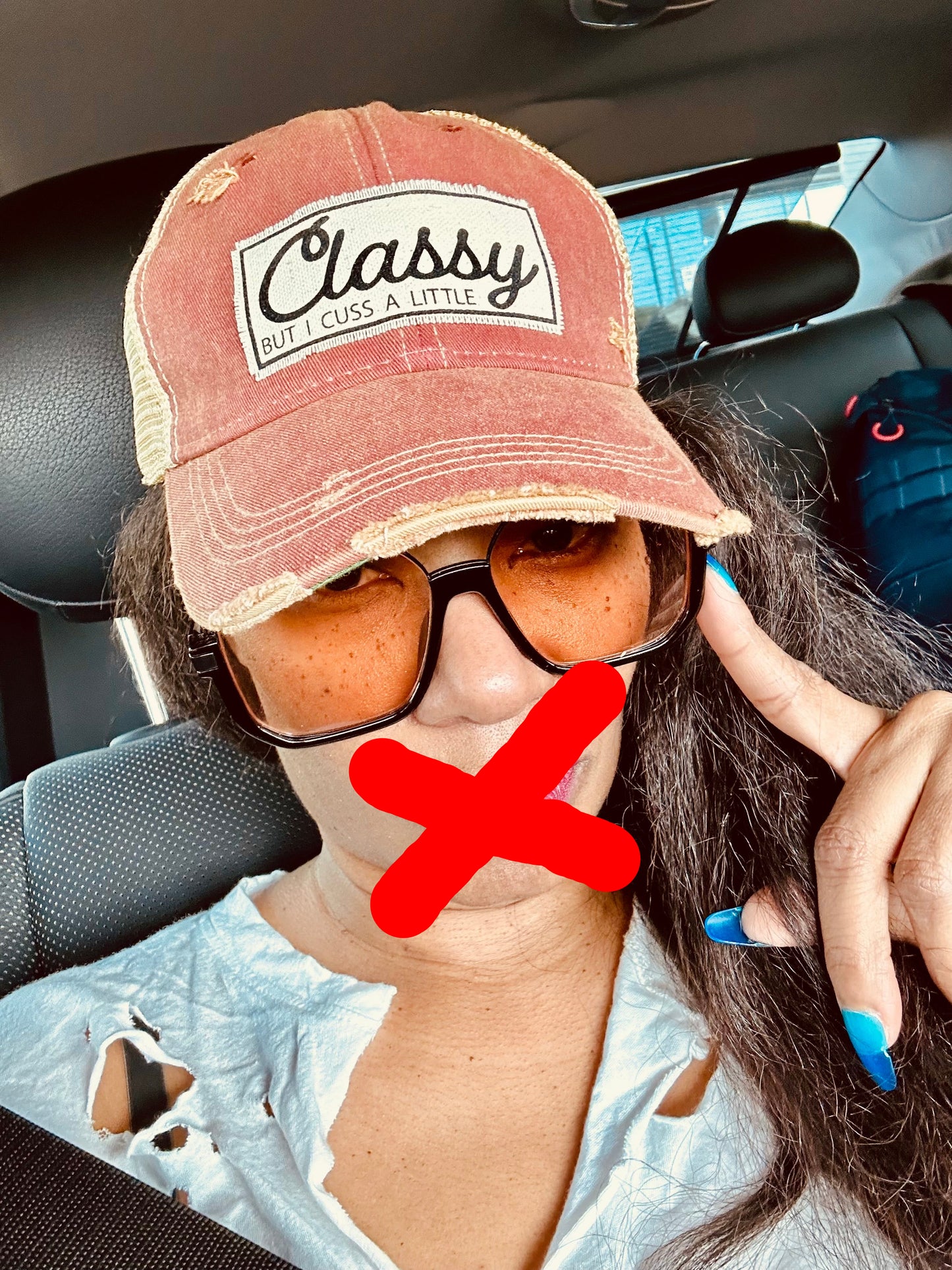Classy But I Cuss A Little Distressed Trucker Cap