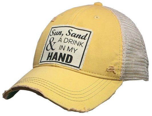 Vacation Hat | "Sun Sand & A Drink In My Hand" Snapback Cap - Cotton Patch